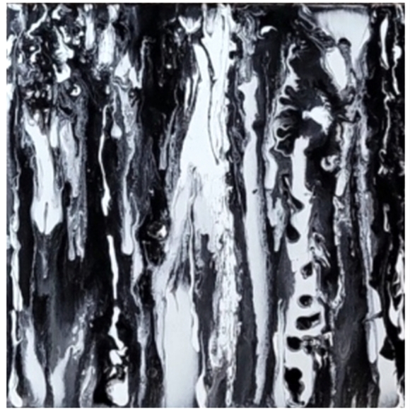 Black and White Abstract Design 12 x 12 Inches Canvas Painting - Picture 2 of 4